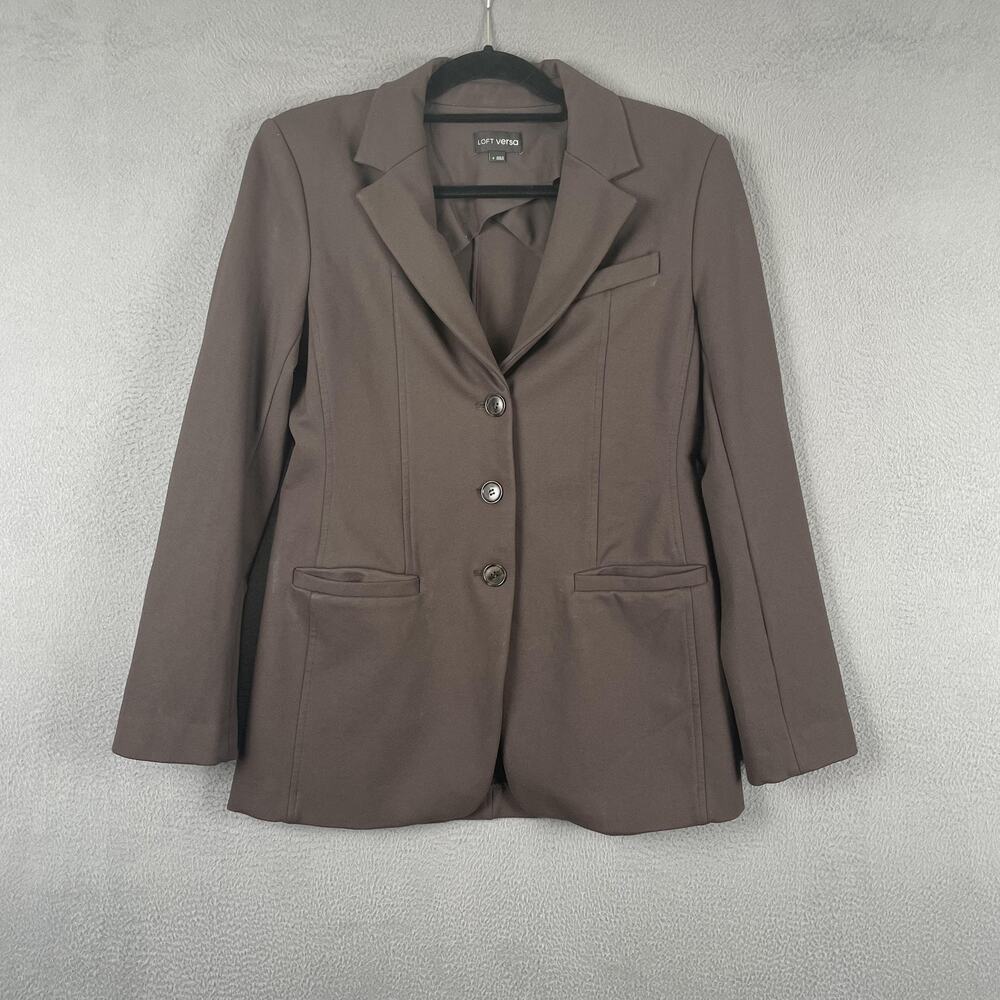LOFT Versa Blazer Womens 4 Brown Ponte Lined Slim Tailored Three-Button